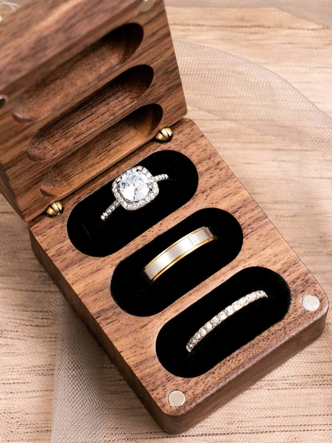 Mr & Mrs 3 Slot Ring Box