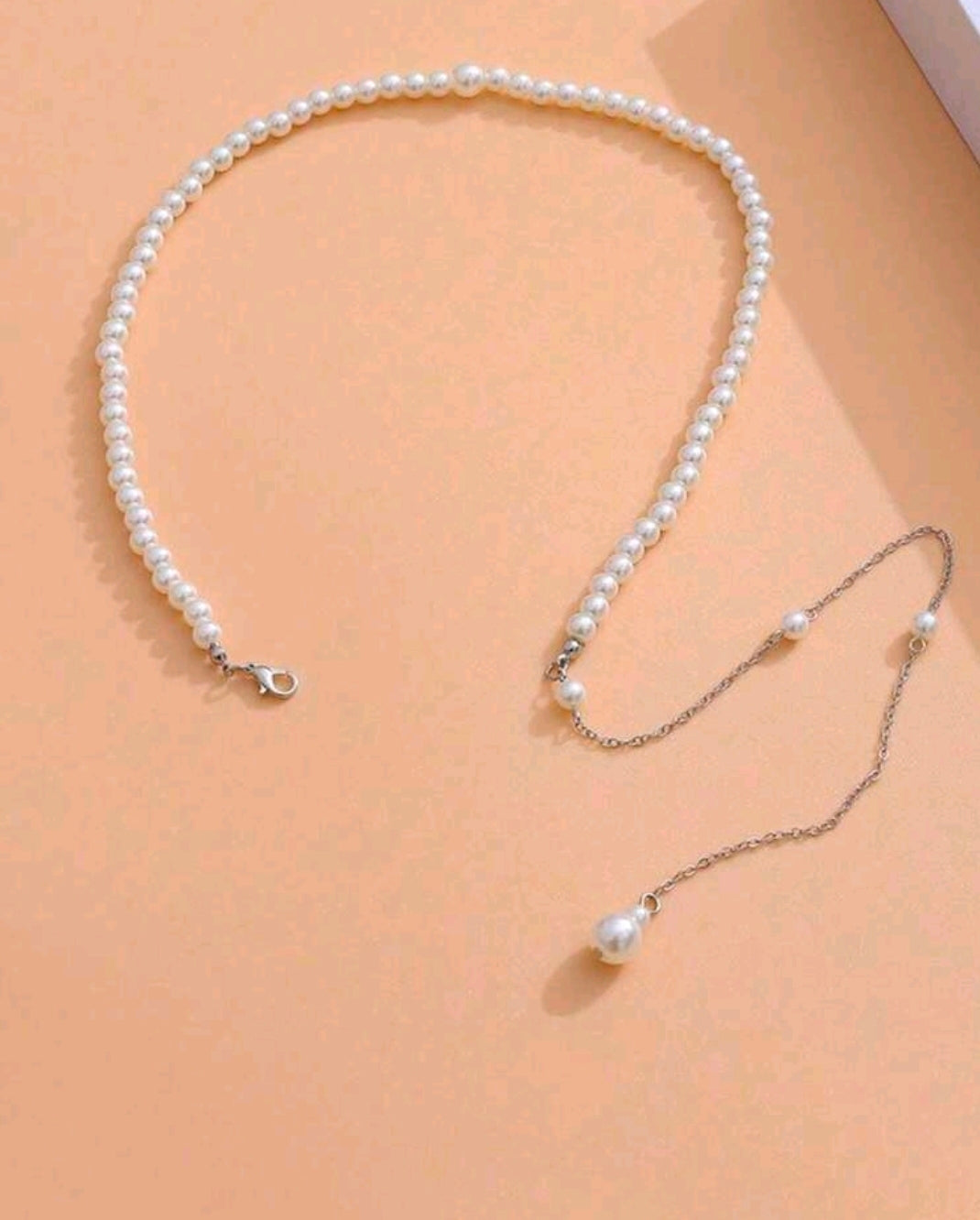 Faux Pearl Bridal Tassel Necklace