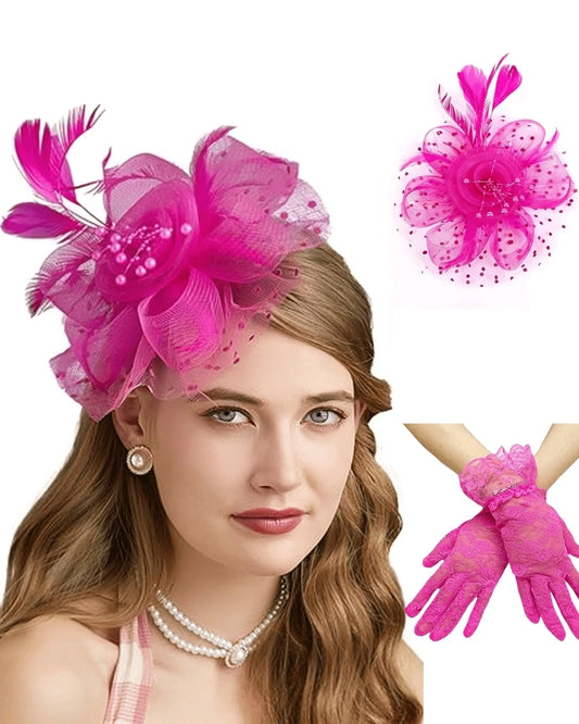 Hot Pink Tea Party Fascinator Set