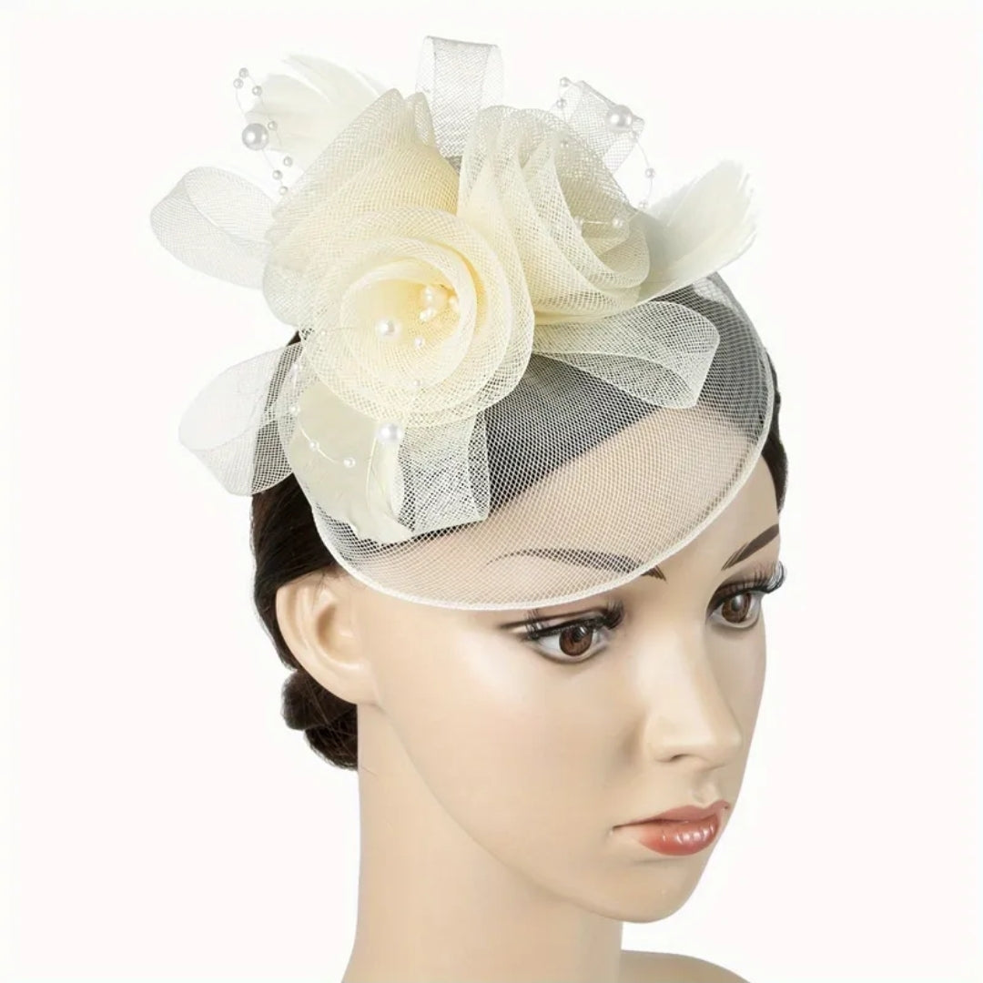 Small Feather Fascinator Beige