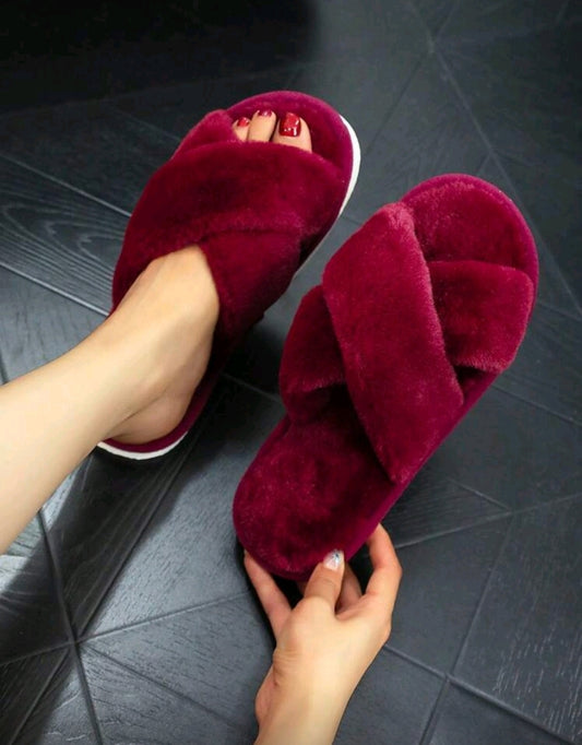Red Rose Bridesmaids Fluffy Slippers