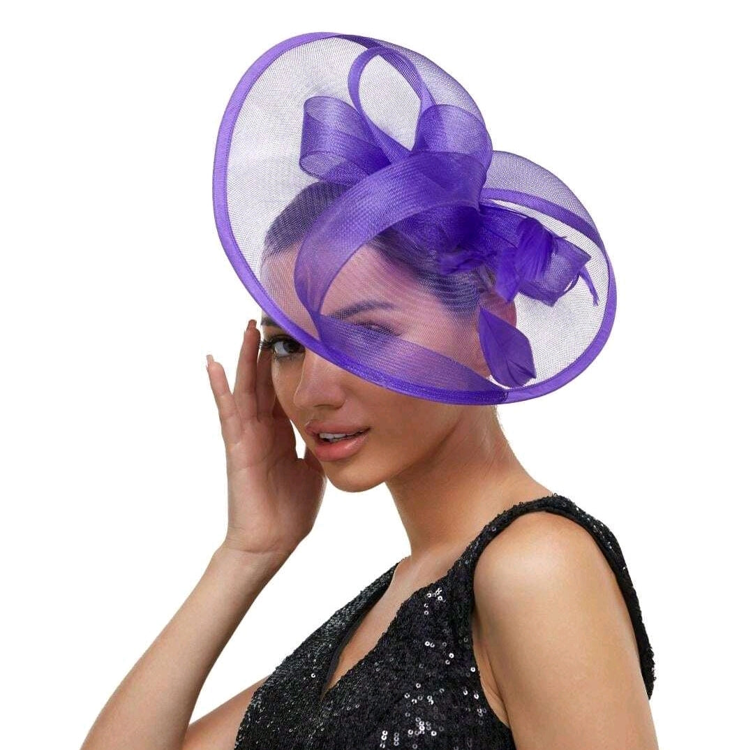 Feather Flower Fascinator Purple