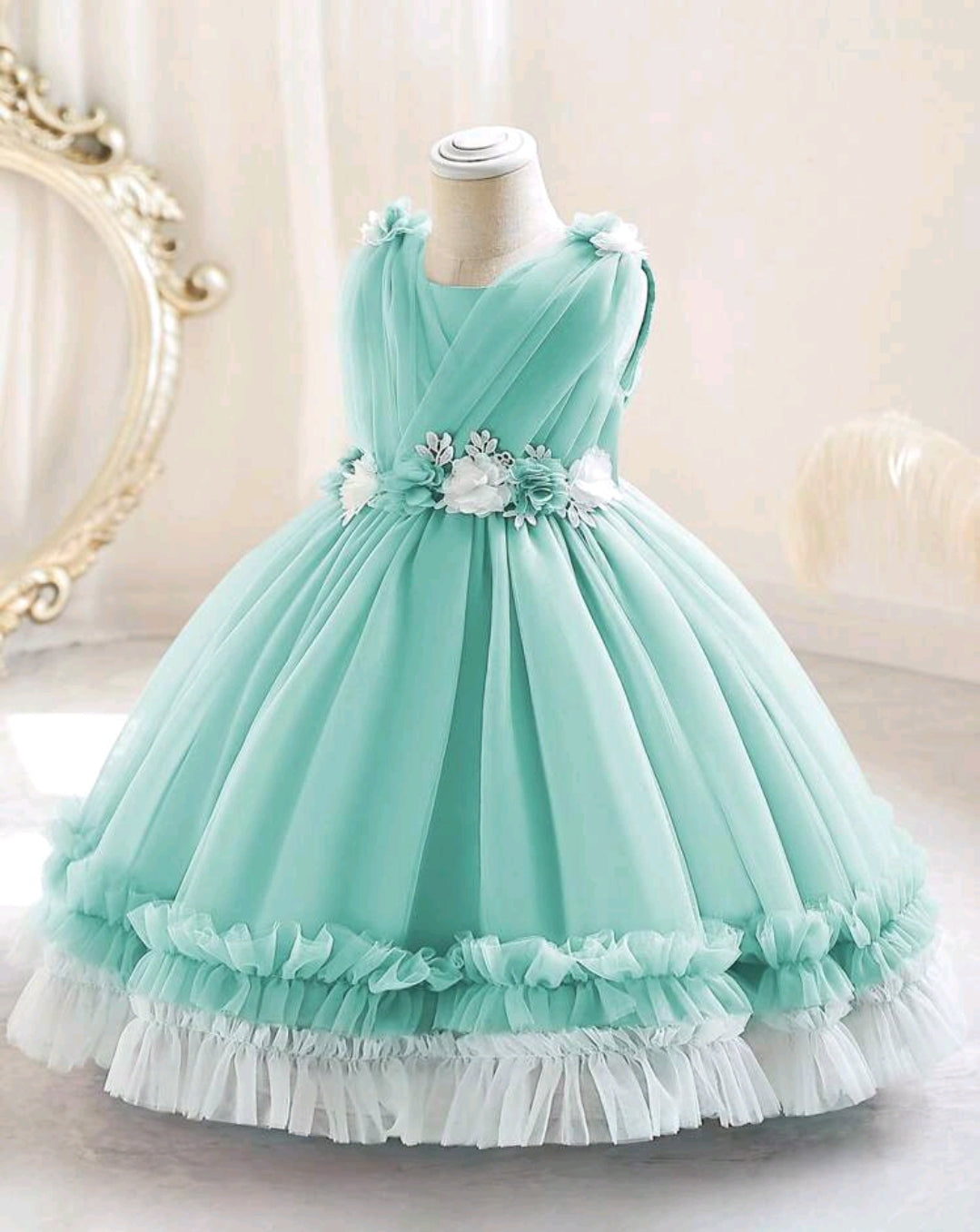 3D Floral Mesh Princess Party Dress
