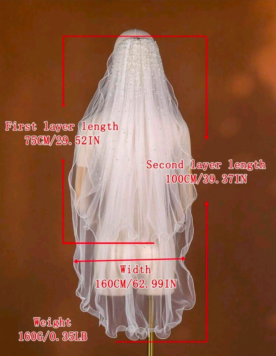 Short Faux Pearl Bridal Veil With Hair Comb