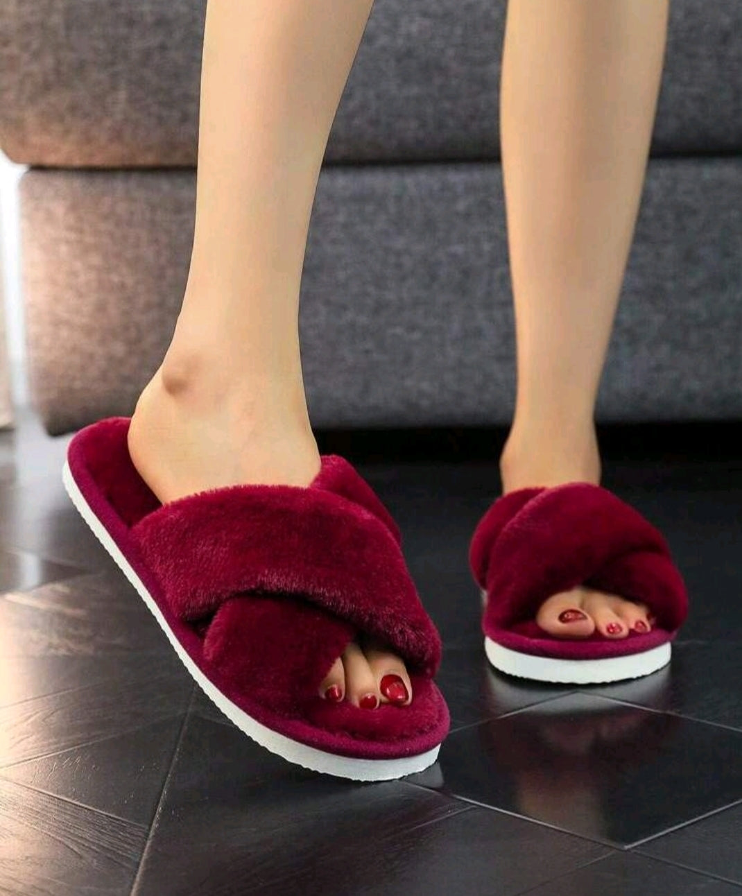 Red Rose Bridesmaids Fluffy Slippers