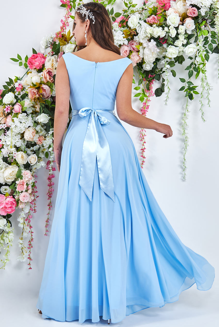 Cowl Neck Chiffon Maxi Bridesmaids Dress