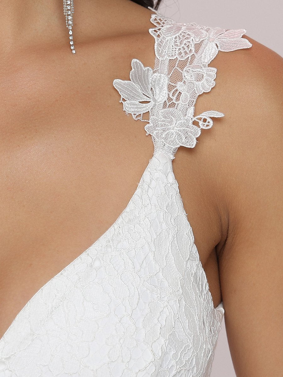Double Vneck Lace Tulle Wedding Dress