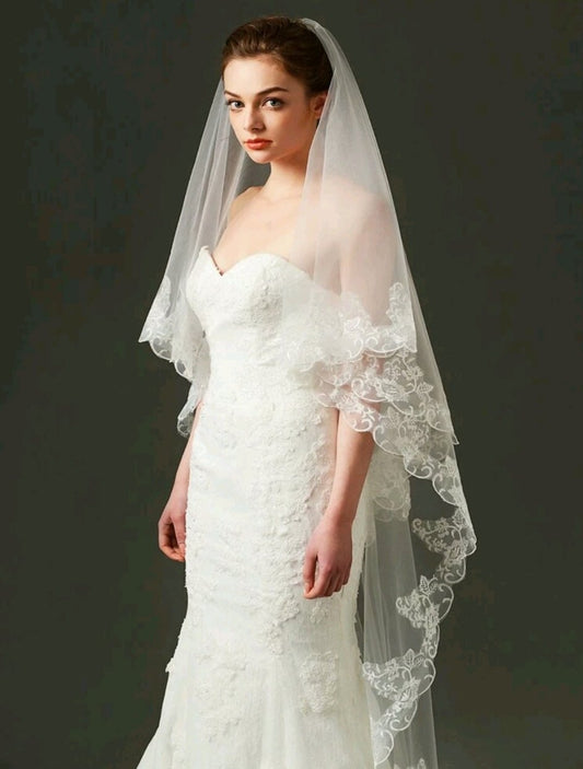 Floral Embroidered Bridal Veil